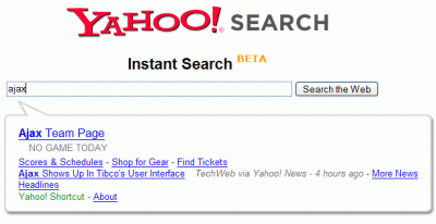 Yahoo! Instant Search